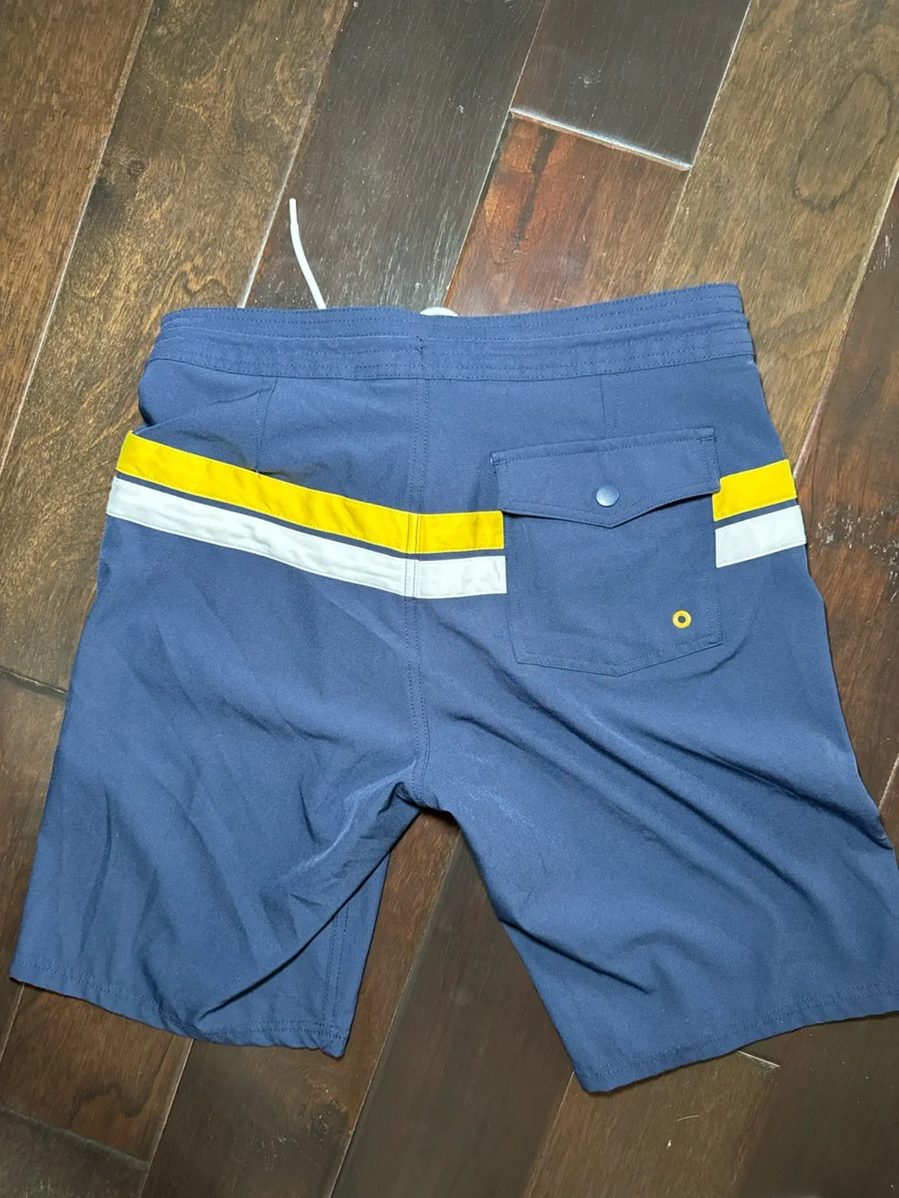 Old Navy Navy Swim Trunks with Yellow & White Stripes